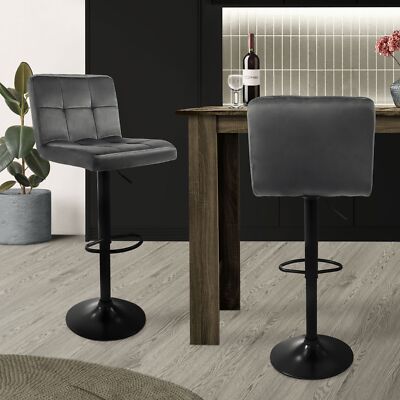 Barhocker Höhenverstellbar HOMCOM 2er-Set Barhocker, Bistrohocker Mit Fußstütze, Barstuhl, Samt Sitzbank Esszimmer