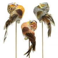 Deko-Stecker Eule Blumendeko Herbst Deko-Figuren Eulen Mit Federn 6Er Set, 6
