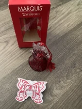Marquis Waterford Crystal Christmas Noel Angel Bell Red & Clear Glass W/Box 2005