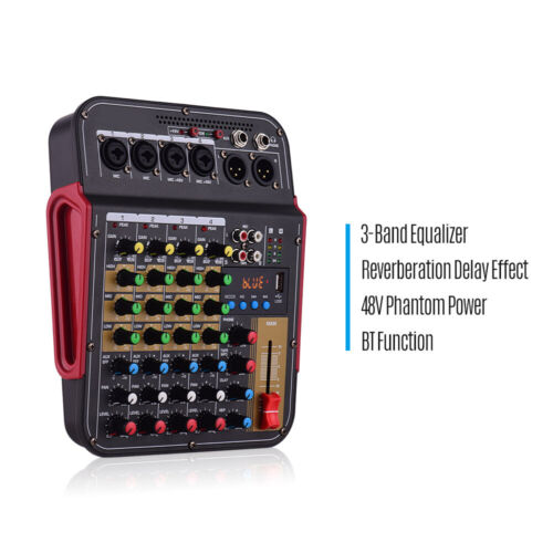 Consola de mezcla USB mezclador de audio profesional Bluetooth Live Studio de 4 canales C6Q0 - Imagen 1 de 11