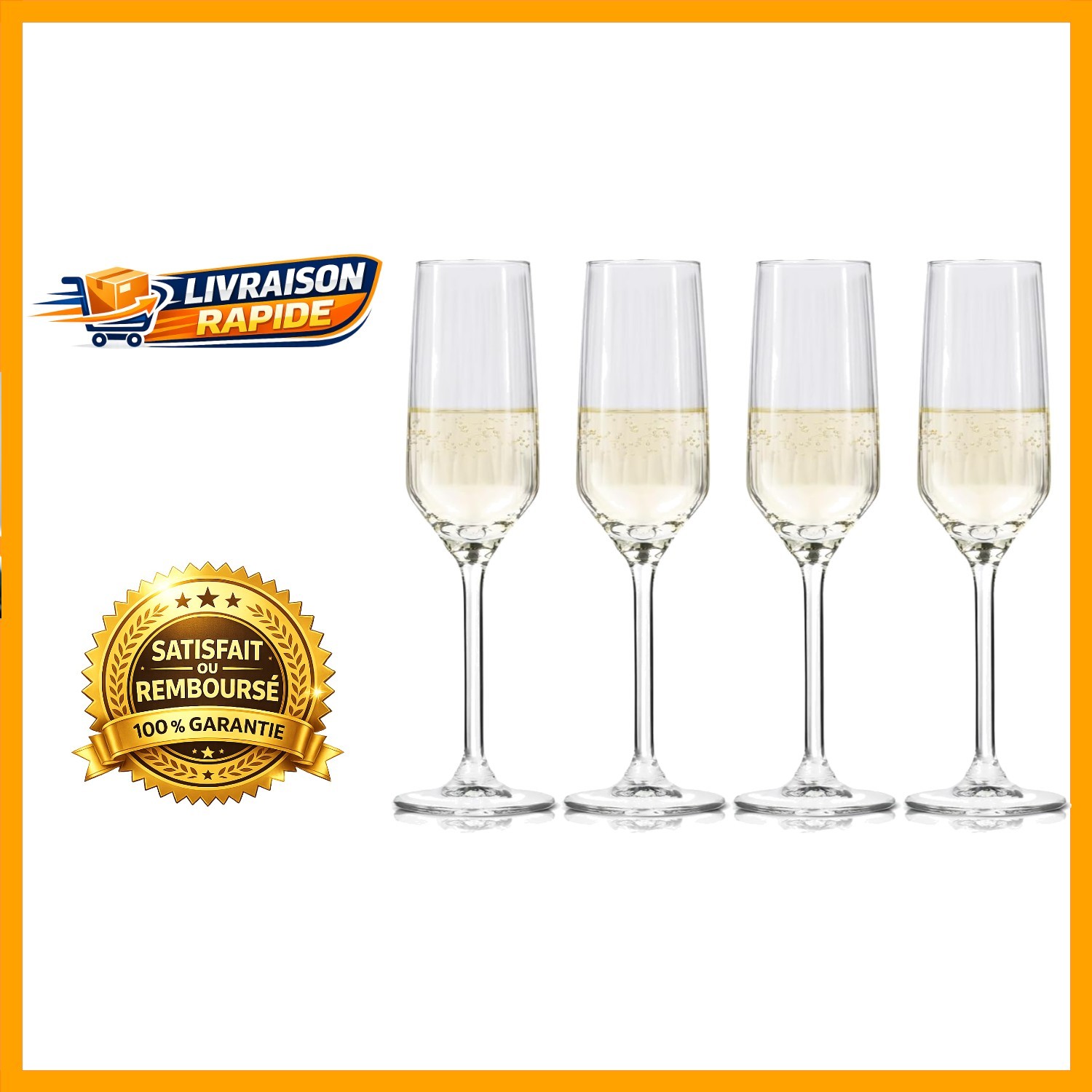 Verres à champagne résistants au lave-vaisselle - Lot 4 pièces anti-ternissement
