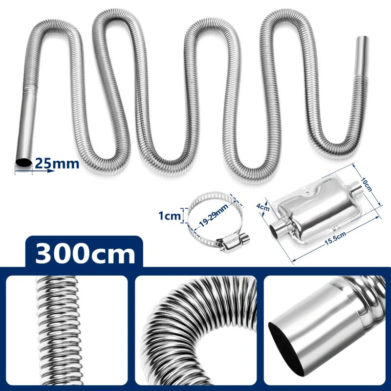 Abgasschlauch Abgasrohr Standheizung Diesel Flexrohr Set Edelstahl 2M/3M φ25mm - Bild 3 von 4