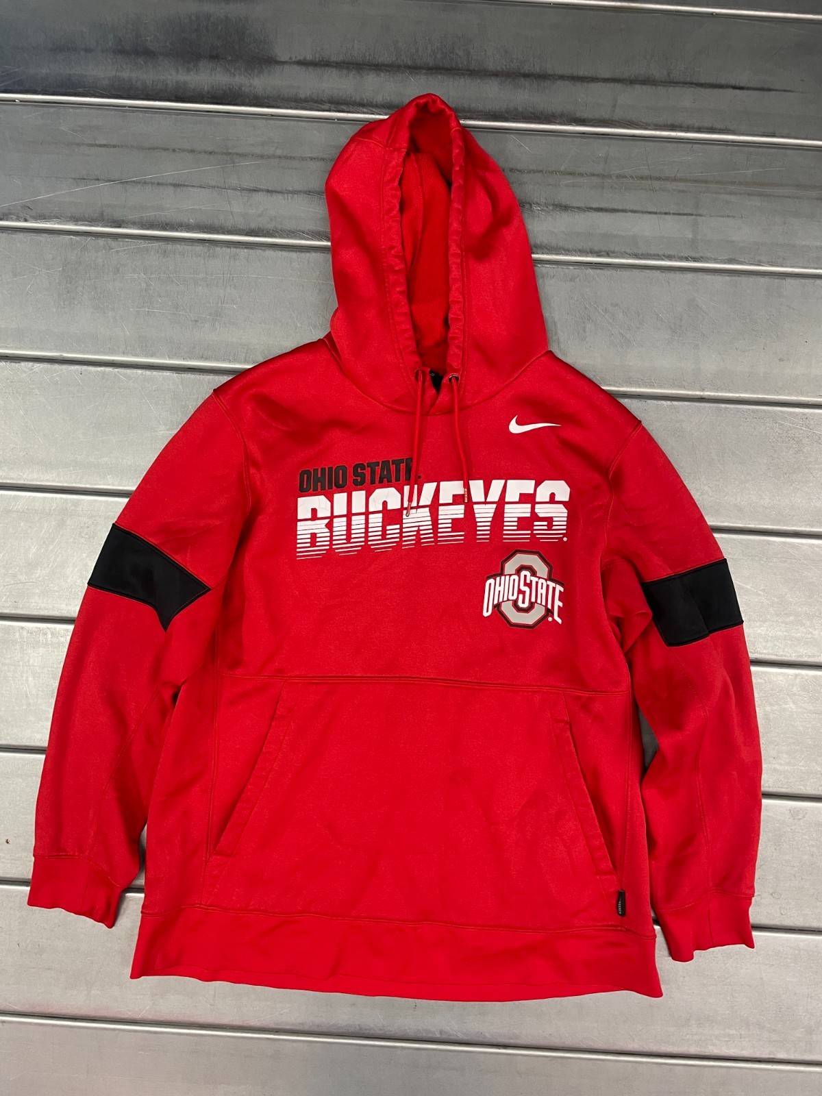 Nike Ohio Buckeyes NCAA College Hoodie Mens XL Red Dri-Fit Pullover Sweatshirt