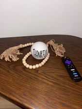 Farmhouse Wood Bead Garland w/ Tassels  Thankful Decor Ball