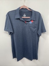 Domino's Gear Uniform Polo Shirt Mens Medium Heather Blue Stretch Pocket NWOT