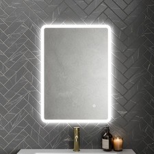 Rectangle LED Bathroom Mirror Backlit Touch Demister Pad Mains Powered 500x700mm