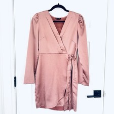 Blu Pepper Women’s Pink Satin Midi Dress Size m