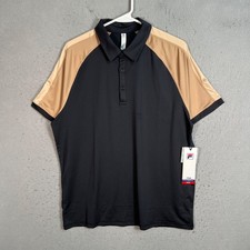 Fila Mens Size Medium Black Tan Tennis Polo Shirt Athletic NEW