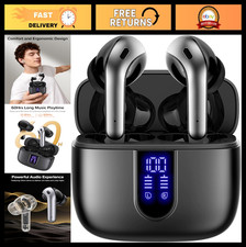 True Wireless Bluetooth Earbuds 60H Playtime LED Display Waterproof IPX5 Mic