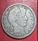 1898 US Barber SILVER Quarter "Philadelphia" Mint! Very Good! Old US Coin!