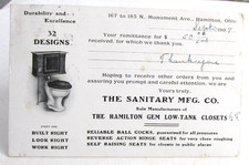 1907 HAMILTON OHIO Advertising Postcard Toilets', The Sanitary Mfg. Co. posted