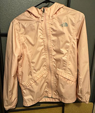 The North Face DryVent Girls Pink Hooded Full Zip Windbreaker Jacket Size L