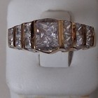 10K Yellow Gold CZ marked PJM 7 Row Stair Step Sz 8 Ring 4.32g — photo 2