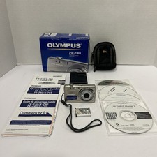 Olympus FE-230 7.1MP Digital Camera 3x Zoom Silver Tested W Manuals  Discs