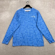 Reel life Shirt Mens Size Medium Blue Long Sleeve Fishing Sun Shirt