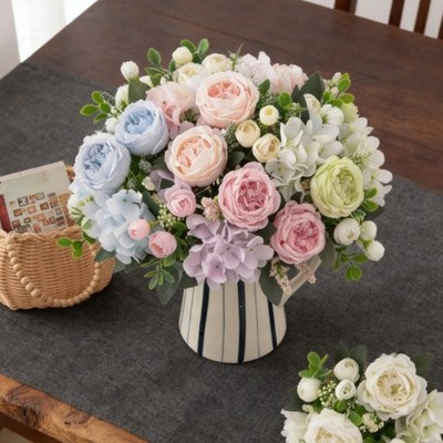 4 PCS Artificial Peonies Roses Table Centerpiece For Wedding Home Vase Decor