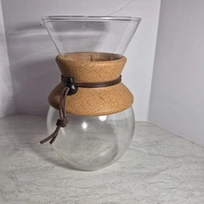 Chemex Pour Over Glass Coffee Maker Classic 8.5ins Tall, 5.5ins Wide.