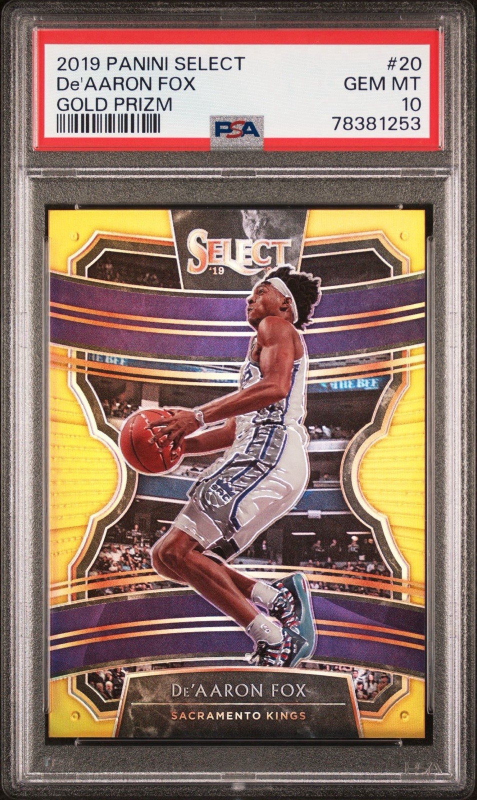 2019-20 Panini Select Concourse De'Aaron Fox #20 Gold Prizm /10 Psa 10