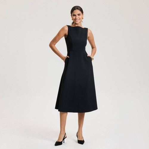 Women's Tailored Midi Dress - A New Day Black M