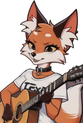 Furry Vixen Holding Guitar Vinyl Car Decal Sticker 7'' Weatherproof