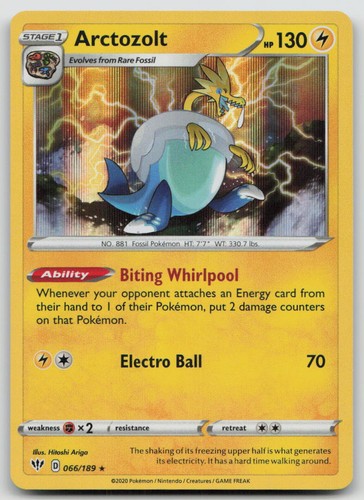 Arctozolt 066/189 Holo Rare Darkness Ablaze Pokemon NM
