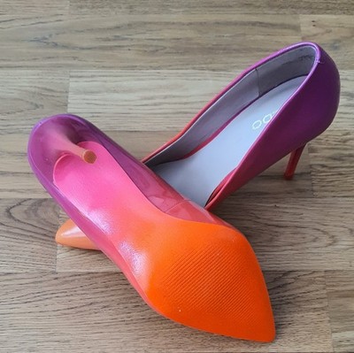 NEW Aldo Stessy Heels   Orange Pink   Neon Sole   Custom Painted   Size 38