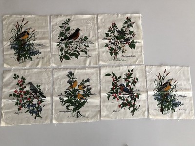 Vintage Song Birds Craft Quilt Cranston VIP Screen Print Fabric Set of Seven