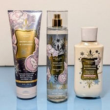 3 Piece Snowflakes  Cashmere Bath And Body Works Fragrance Mist Cream Lotion