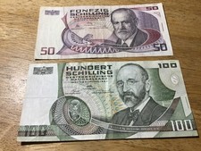 Austria bank notes 100 Schilling 1984 & 50 Schilling 1986