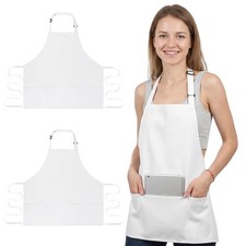 Women Chef Apron 3 Pockets Pro Waitress Server Adjustable Short Cooking