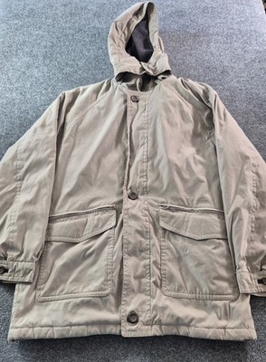 St. Johns Bay Jacket Mens Size Large Beige Full Zip Hooded Coat