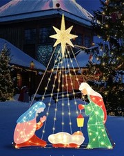 6FT Nativity Sets for Christmas Decoration Outdoor,200 LED Lights, Stable 