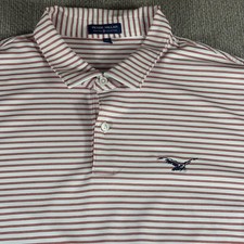 Peter Millar Polo Shirt Mens XL White Red Stripe Crown Crafted Performance Golf
