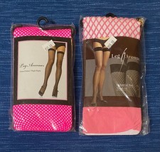  2 Leg Avenue Pink Thigh Highs Tights Spandex Nylon 90-165 Lb Fishnet
