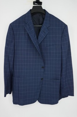 Franco Montanelli MTM Sport Coat Blue Check Super 120s Wool Italy 62 IT 50R US