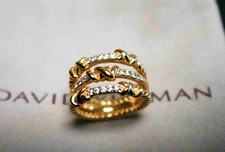 NewDavldYurman/3-Row/Crossover/Ring 18K Yellow Gold Pav  Diamond US 7