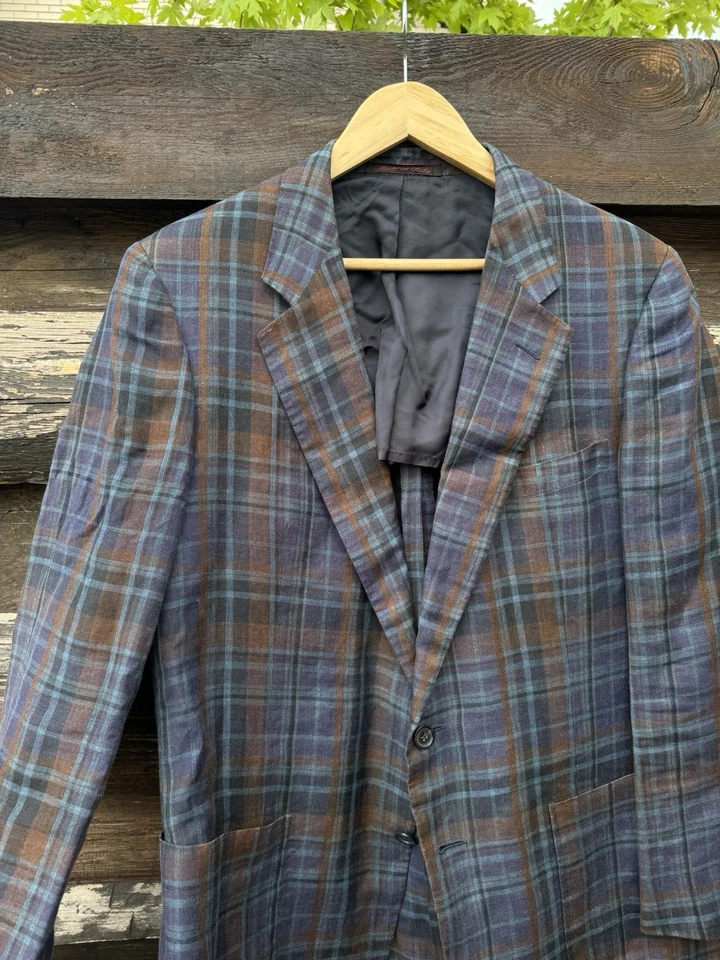 Chaqueta Blazer D’Avenza Roma 42 R Todo Lino Cuadros 2 Botones Foto 3 de 4