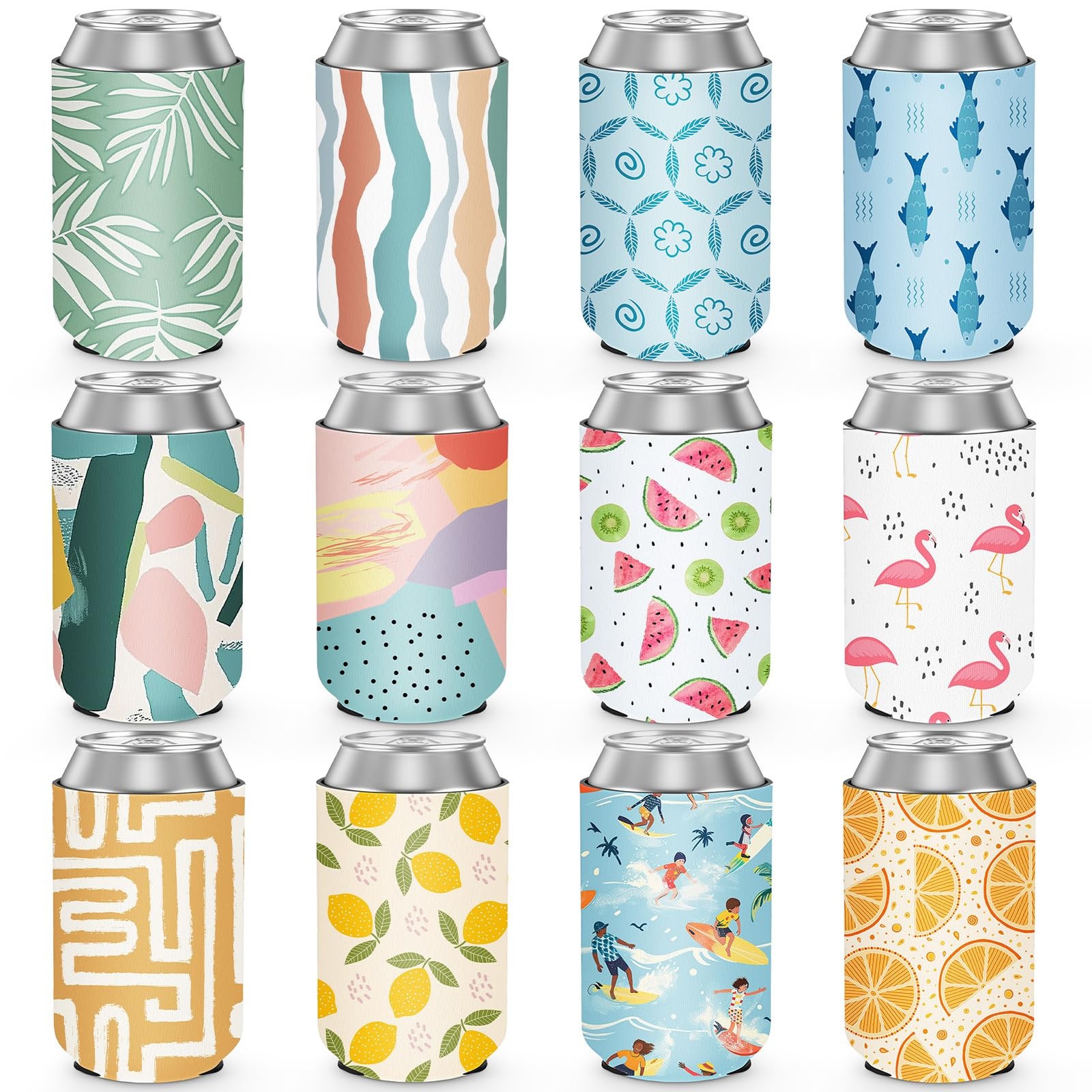 12 Pack Summer Can Cooler Sleeve Insulated Standard, 12oz Standard