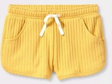 Cat  Jack Girls Shorts Drawstring Pockets Rib Light Mustard Size Small 6/6X New