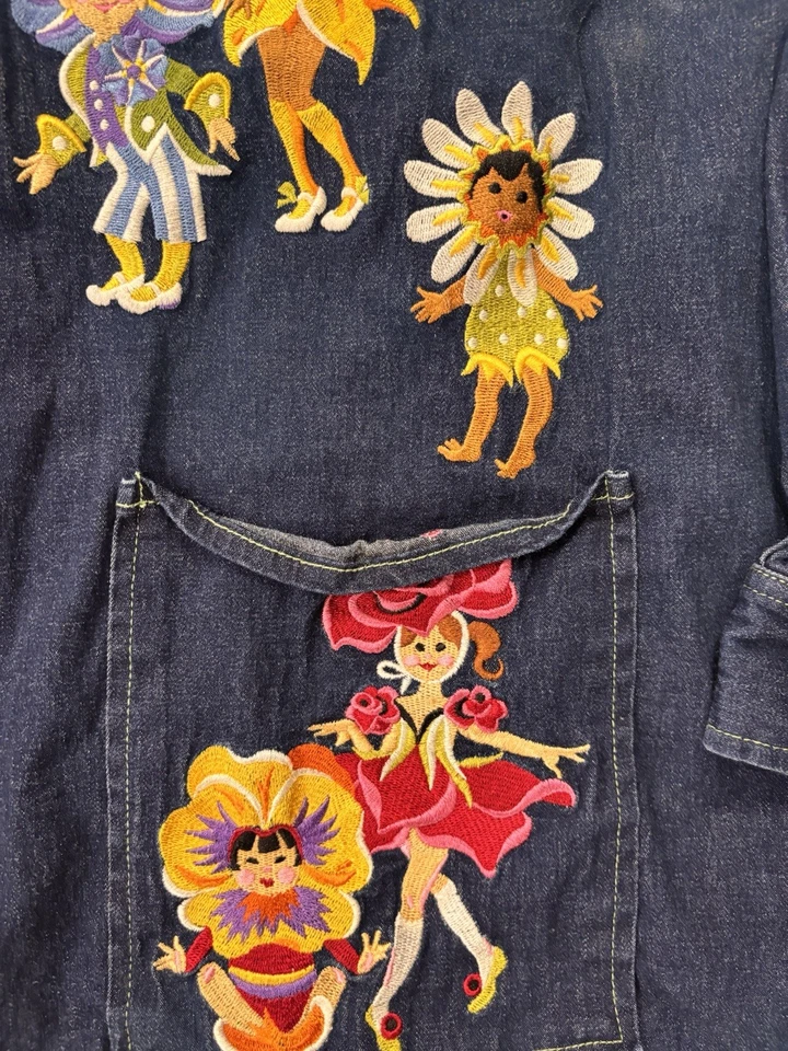 Chaqueta de Colección Bob Mackie Denim El Desfile de las Flores Talla 1X Años 70 Coleccionable Foto 4 de 4