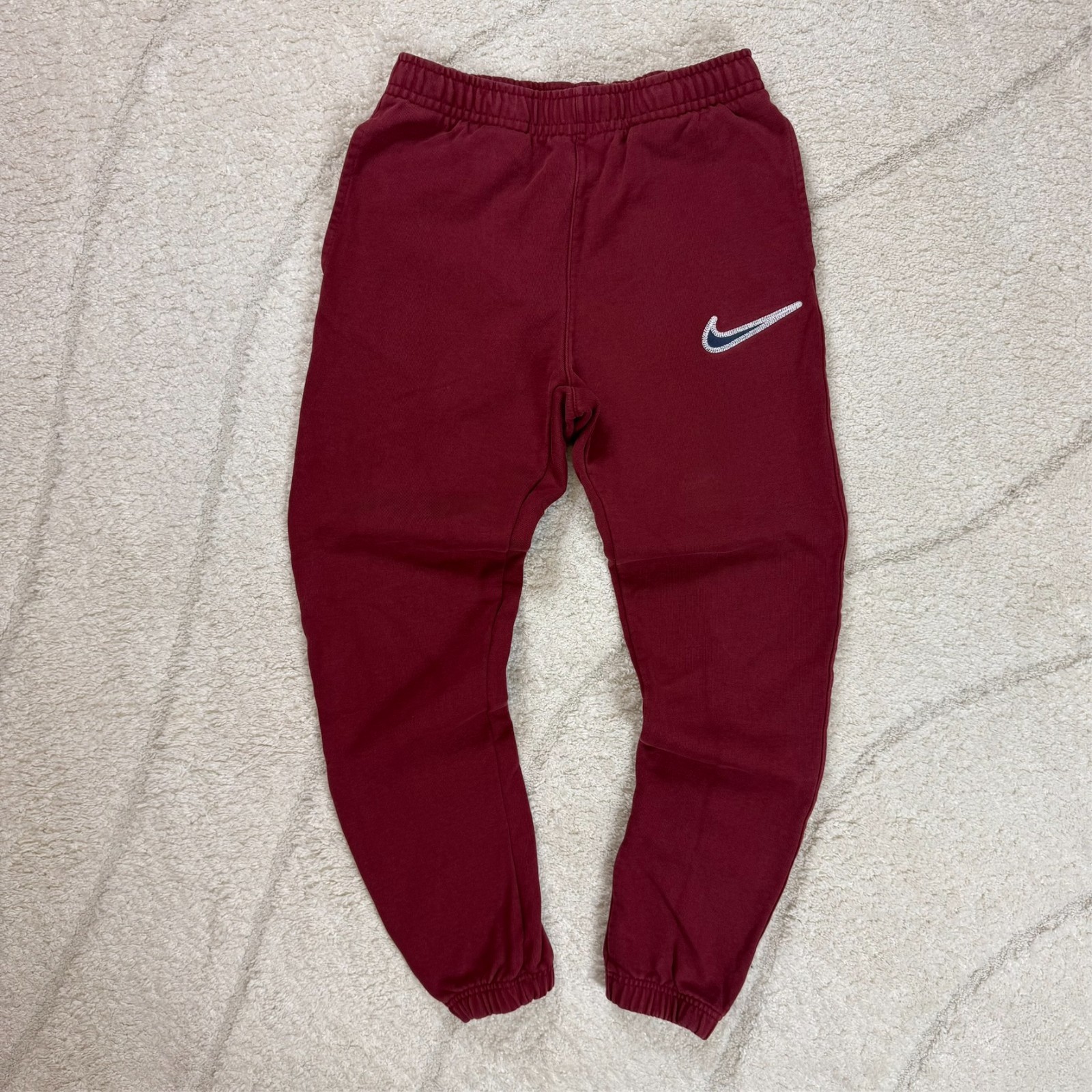 VTG Nike Red Navy Swoosh Medium Sweatshirt & Small Sweatpants Set Full Tracksuit image 6
