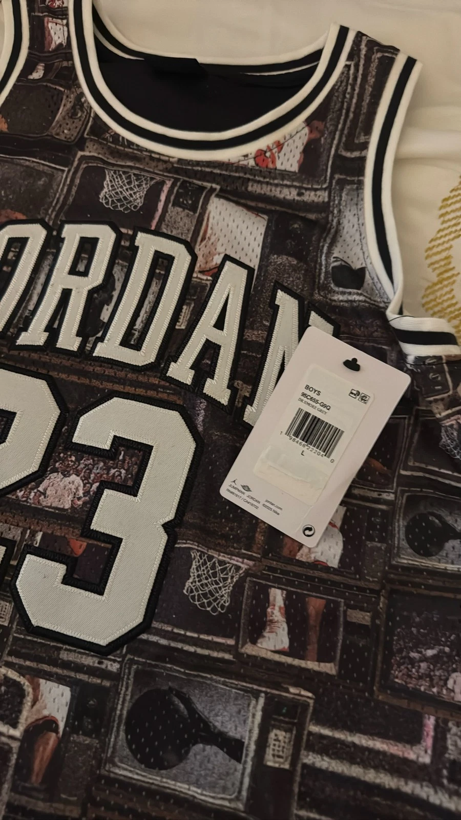 Jordan 23 Youth Basketball Jersey All Over Print Smoke Grey L