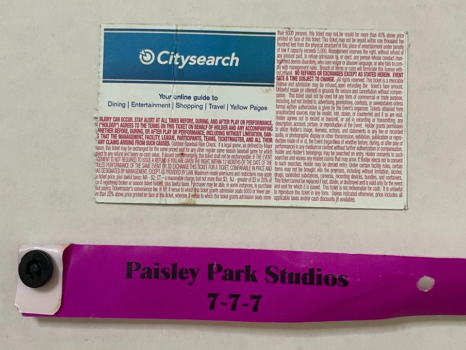 Редкие билеты на концерт Prince 7/07/07 Last Show At First Avenue Minneapolis + лот - Изображение 3 из 4