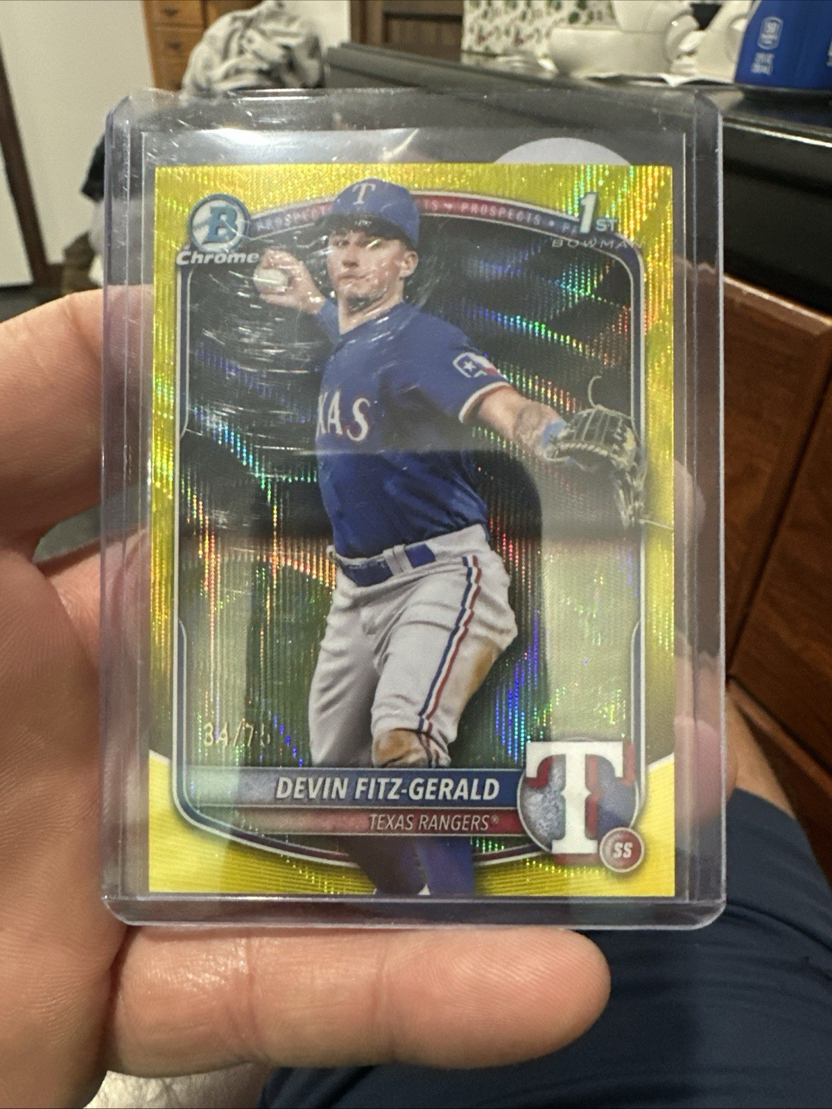 2025 Bowman Chrome - Devin Fitz-Gerald #BCP-158 Yellow Refractor /75 Rangers