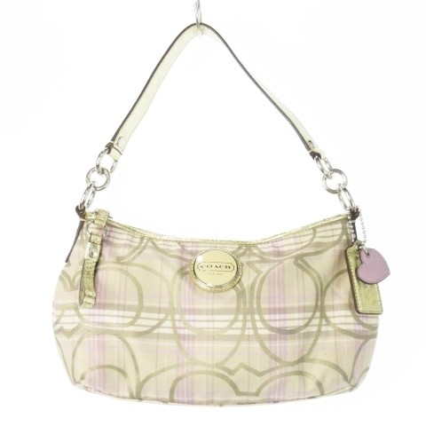 Coach Mini 2Way Shoulder Bag in Nylon Leather with Signature Check Logo