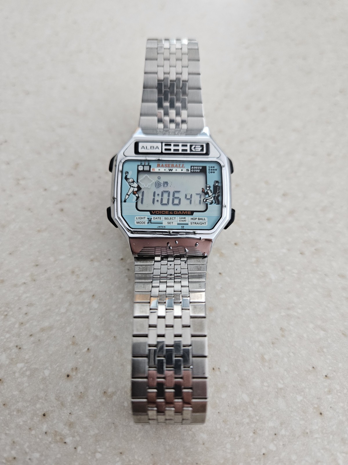 Vintage Sports 1980s Voice Game Alba Watch Digital JDM &amp; Rare Y822-4000 Baseball - vintagewatches.pk