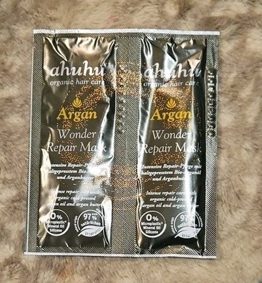 ahuhu Organic Hair Care ''Argan Wonder Repair Mask'' mit Arganbutter  2x8 ml  Neu
