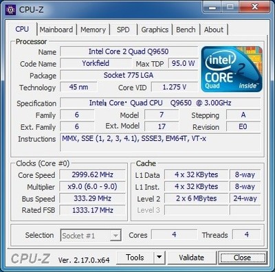 INTEL Core 2 Quad Q9650 (3.00 GHz) LGA775 Yorkfield Used Good (2)