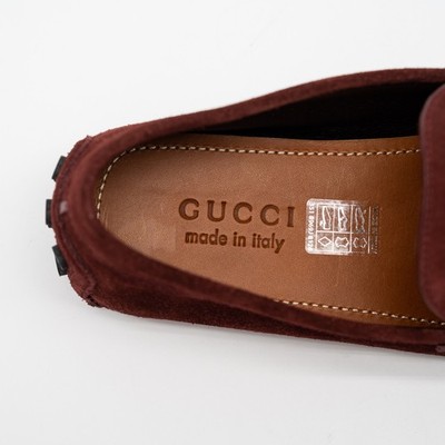 size 7G 7.5 US Gucci Burgundy Red Suede Loafers Driver 