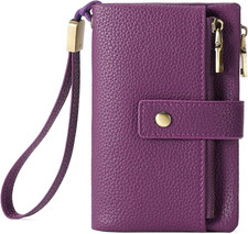 Portafoglio Medio Donna in Pelle Con Blocco RFID, Portamonete Con Slot per Carte
